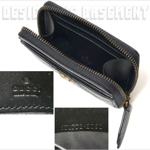 GUCCI black Matelasse Chevron leather GG MARMONT zip around ID window wallet NIB - Picture 5 of 6